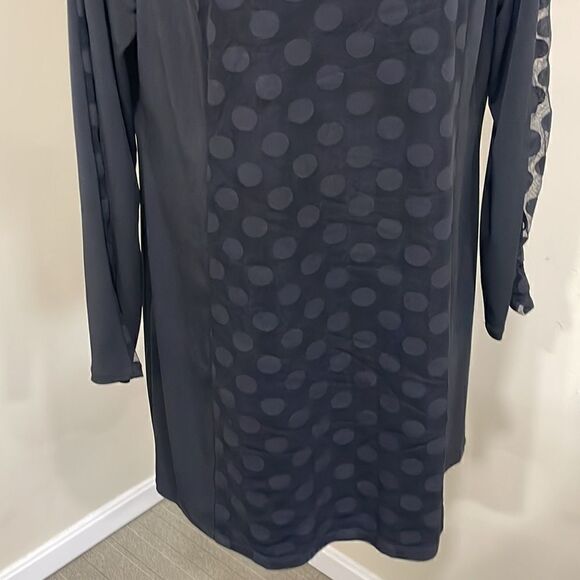 NWOT Style & Co Black Polka Dot Sheer Sleeve Dress. Size L large 12/14 - Picture 3 of 8